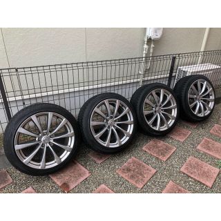 ダンロップ(DUNLOP)のV36スカイラインクーペ純正アルミホイール、スタッドレスタイヤ４本セット中古品(タイヤ・ホイールセット)