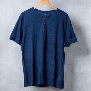 ギャップ(GAP)のGap ギャップ　Tシャツ ヘンリーネック L ネイビー(Tシャツ/カットソー(半袖/袖なし))