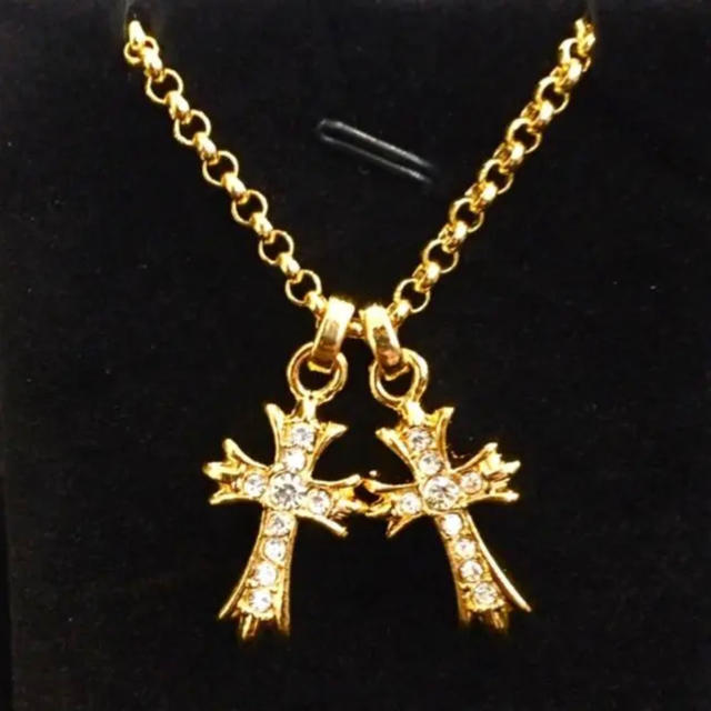 Chrome Hearts - シルバー925 ダブルクロスネックレス ゴールド 22k gp ジルコニアの通販 by コケシ｜クロムハーツならラクマ