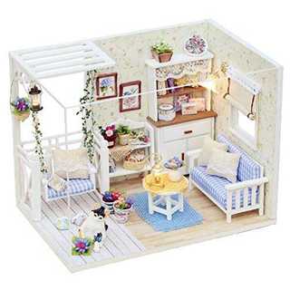 木製手作りドールハウスミニDIYキット - リビングルームモデル＆家具/パーツ（(模型/プラモデル)