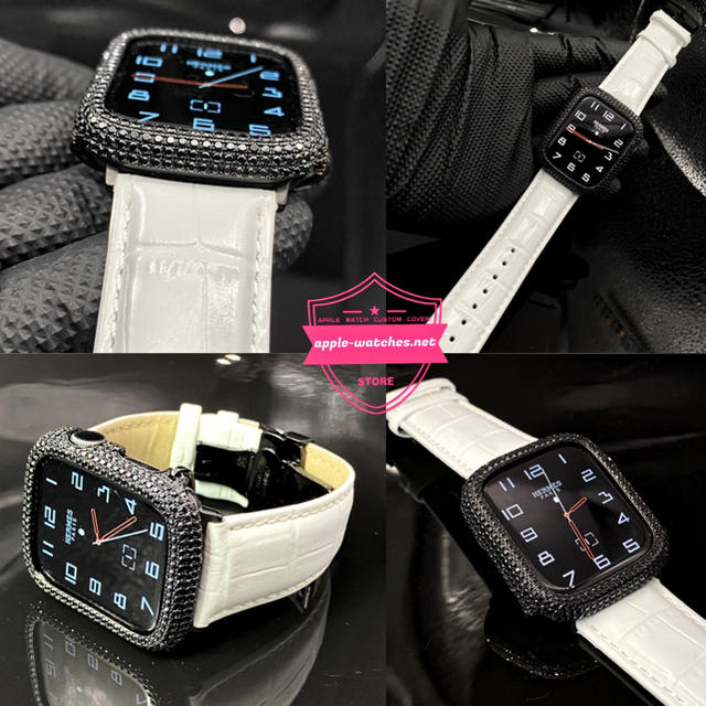 Apple Watch(アップルウォッチ)のアップルウォッチ◉ブラックカスタムカバーベルトセット◆44mm  メンズの時計(レザーベルト)の商品写真