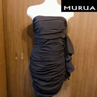 ムルーア(MURUA)のMURUA ムルーア ミニドレス ベアドレス ワンピ パーティー ブラック(ミニドレス)