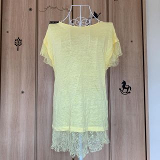 ザラ(ZARA)のザラZARA袖裾レース半袖Tシャツレースに使用感あり(Tシャツ(半袖/袖なし))