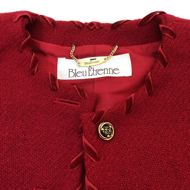 スーツ セットアップ 古着 ヴィンテージ  赤 長袖 フォーマル バブル 昭和 レディースのフォーマル/ドレス(スーツ)の商品写真