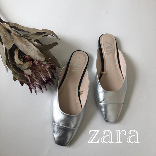 ZARA(ザラ)のZARA★シルバー　バブーシュ　サンダル　パンプス　フラットシューズ  レディースの靴/シューズ(バレエシューズ)の商品写真