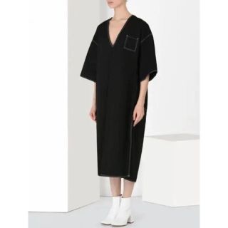 エムエムシックス(MM6)のMM6 Maison Margiela デニムオーバーサイズドレス　ブラック(ひざ丈ワンピース)