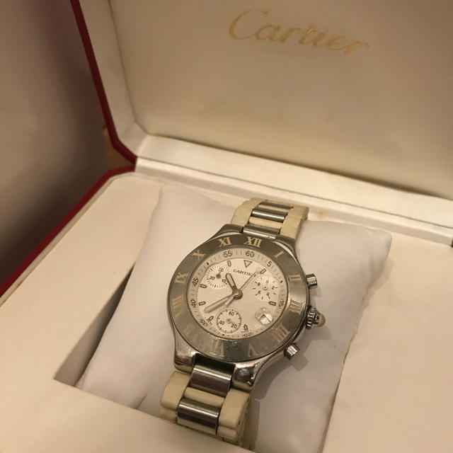 Cartier／カルティエ マスト21 クロノスカフ ラバーベルト 白22mm厚さ