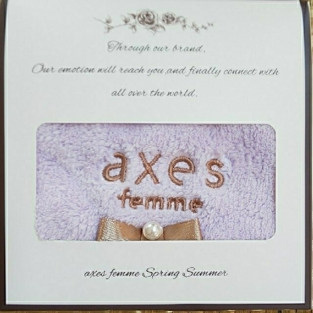 axes femme(アクシーズファム)のaxesノベルティータオルハンカチ パープル×パール×リボン レディースのファッション小物(ハンカチ)の商品写真