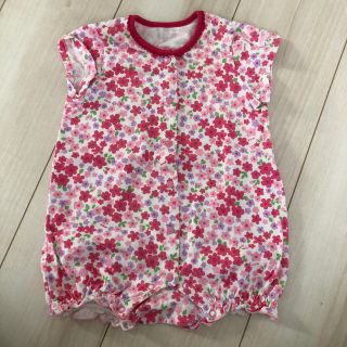 ミキハウス(mikihouse)の美品　ミキハウス　花柄ロンパース　70(ロンパース)