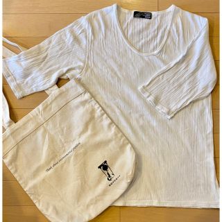 ビームス(BEAMS)のBEAMS メンズ　Tシャツ　五分袖　白色　Mサイズ　布製バッグ付き(Tシャツ/カットソー(七分/長袖))