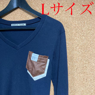 Ｖネック長袖シャツ　ブラック(Tシャツ/カットソー(七分/長袖))