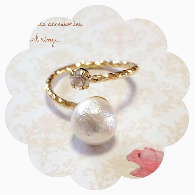 cotton perl ring.. ハンドメイドのアクセサリー(リング)の商品写真