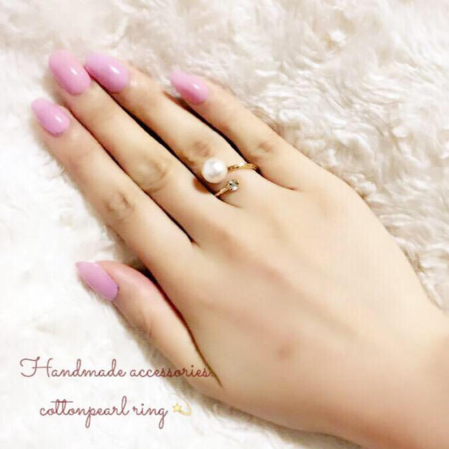 cotton perl ring.. ハンドメイドのアクセサリー(リング)の商品写真