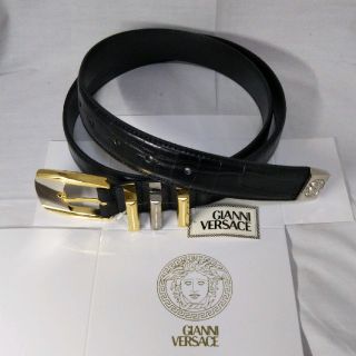 ジャンニヴェルサーチ(Gianni Versace)の新品・未使用品☆ヴェルサーチメンズベルト・金銀3連コンビ・クロコ柄型押し(ベルト)