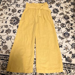 ザラ(ZARA)の美品　ザラ　ワイドパンツ  カラーパンツ　黄色　イエロー　ベルト　夏　秋(カジュアルパンツ)