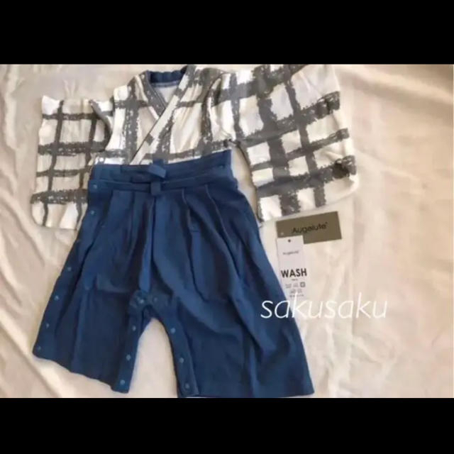 袴ロンパース　80  キッズ/ベビー/マタニティのキッズ服男の子用(90cm~)(和服/着物)の商品写真