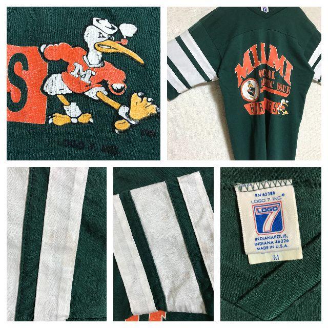 90's LOGO7 Miami Hurricanes フットボールシャツ メンズのトップス(Tシャツ/カットソー(半袖/袖なし))の商品写真