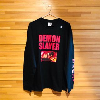 ジーユー(GU)の鬼滅の刃　GU　MEN コットンビッグT 長袖　ブラック　Mサイズ　炭治郎禰豆子(Tシャツ/カットソー(七分/長袖))