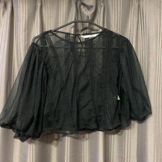 ザラ(ZARA)のザラZARA黒総レースシースルートップスキャミつき(カットソー(長袖/七分))