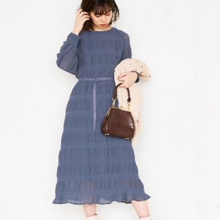 ナチュラルクチュール(natural couture)のnatural couture シャーリングプリーツワンピース(ロングワンピース/マキシワンピース)