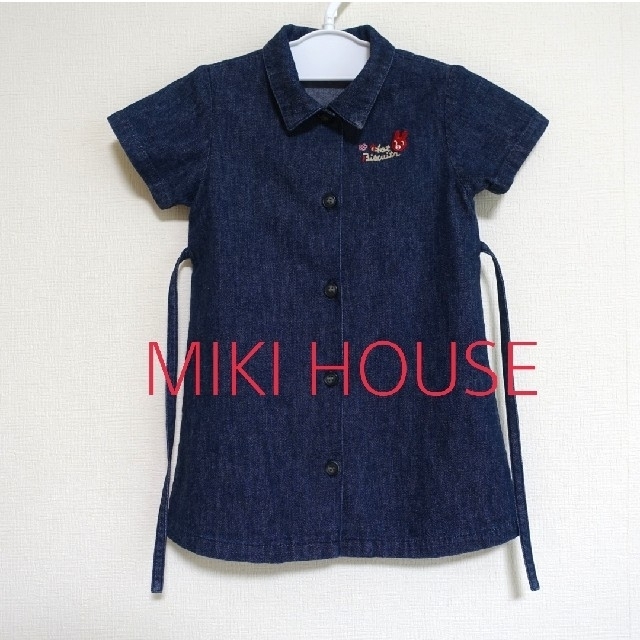 mikihouse(ミキハウス)のミキハウスデニムワンピース&帽子 キッズ/ベビー/マタニティのキッズ服女の子用(90cm~)(ワンピース)の商品写真