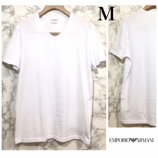 エンポリオアルマーニ(Emporio Armani)の【セット割】未使用 アルマーニ  Tシャツ M Vネック 白 ワンポイント ロゴ(Tシャツ/カットソー(半袖/袖なし))