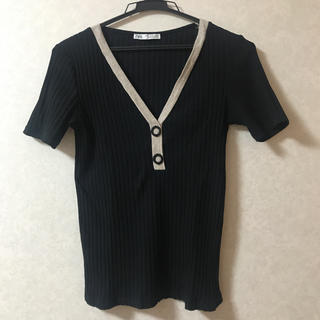 ザラ(ZARA)のZARA 黒トップス(Tシャツ(半袖/袖なし))