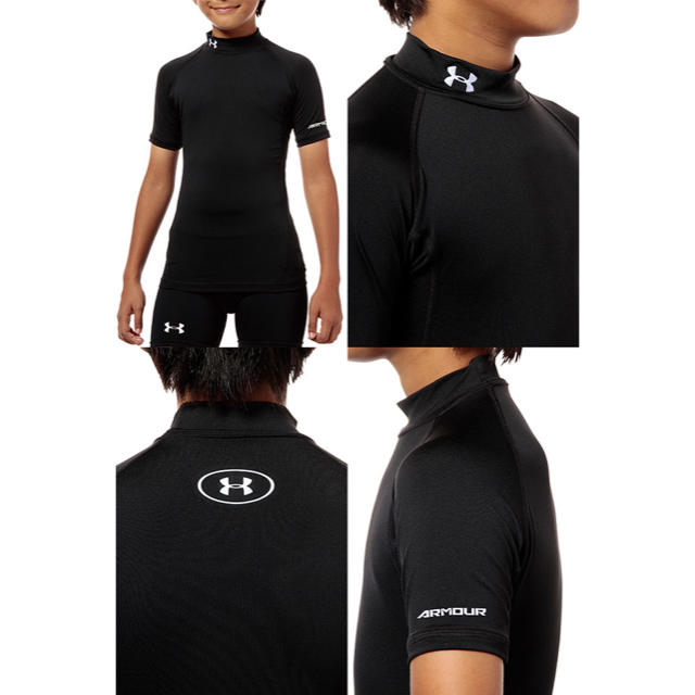 UNDER ARMOUR(アンダーアーマー)の半額 アンダーアーマー YMD ブラック アンダーシャツ ハイネック Tシャツ スポーツ/アウトドアのサッカー/フットサル(ウェア)の商品写真