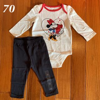 ベビーギャップ(babyGAP)の新品☆babygap☆ミニー柄ロンパース＆レースレギンス☆70㎝(ロンパース)