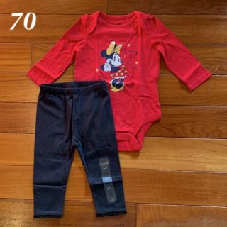 ベビーギャップ(babyGAP)の新品☆babygap☆ミニー柄ロンパース＆レースレギンス☆70㎝(パンツ)