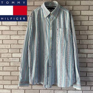 トミーヒルフィガー(TOMMY HILFIGER)の海外古着 人気 Tommy Hilfiger ストライプ柄 長袖BDシャツ L(シャツ)