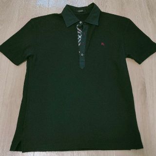 バーバリーブラックレーベル(BURBERRY BLACK LABEL)の美品!!3(L)黒 前立て赤×白×黒ノバチェック 鹿の子編 半袖ポロシャツ Bu(ポロシャツ)