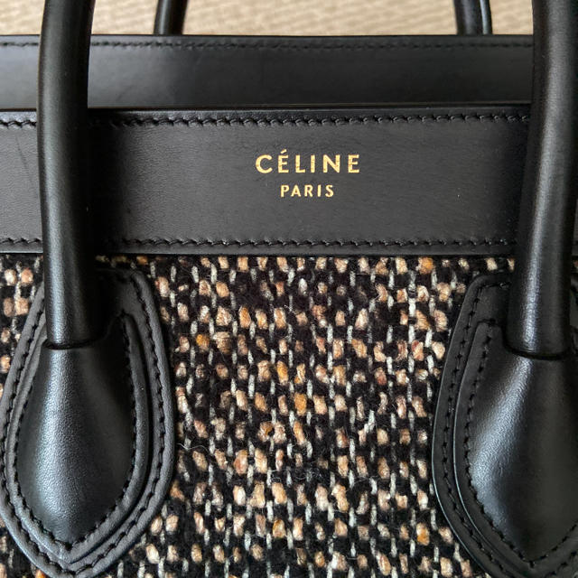 CELINE - セリーヌ Celine ブラックツイードラゲージナノ 美品 CELINE - セリーヌ Celine ブラックツイードラゲージナノ 美品