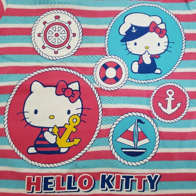 ハローキティ(ハローキティ)のHELLO KITTY ボーダーTシャツ  95 キッズ/ベビー/マタニティのキッズ服女の子用(90cm~)(Tシャツ/カットソー)の商品写真