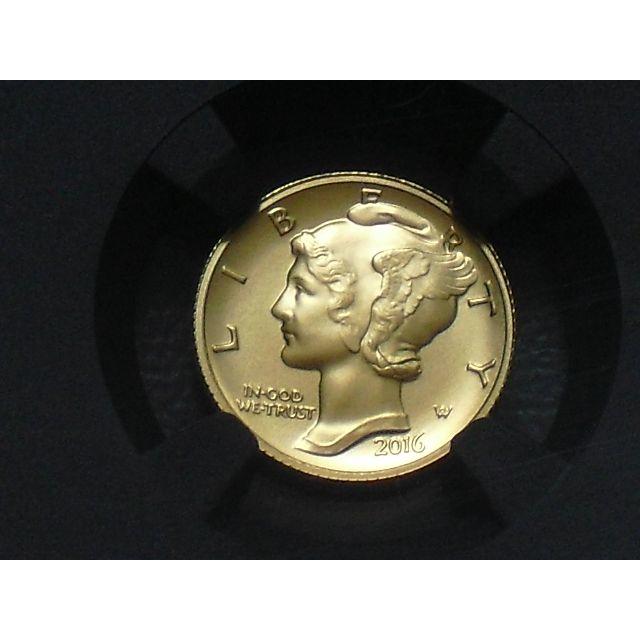 とし★ＵＳＡ金貨純金★マーキュリーダイム発行100年記念　1／10　ＯＺ