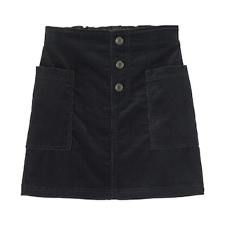 ジーユー(GU)のGU(ジーユー) GIRLSフロントボタンスカート コーデュロイ 黒110cm(スカート)