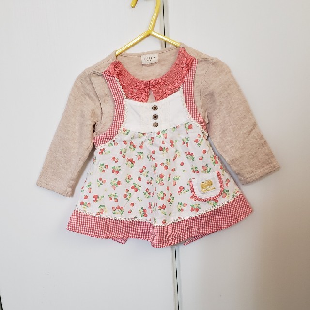 kid’s zoo(キッズズー)のエプロン付きロンパース(sale) キッズ/ベビー/マタニティのベビー服(~85cm)(ロンパース)の商品写真