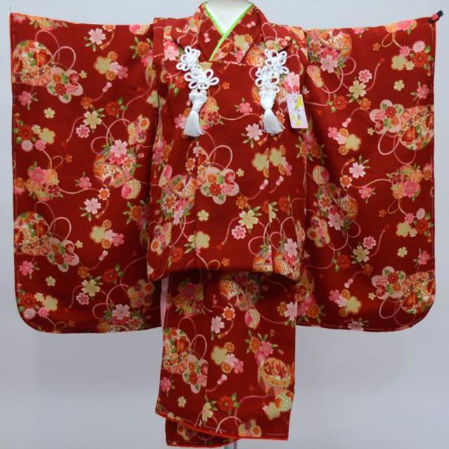 着物七五三 三歳 女児 被布 着物フルセット 日本製 ちりめん地 NO23972