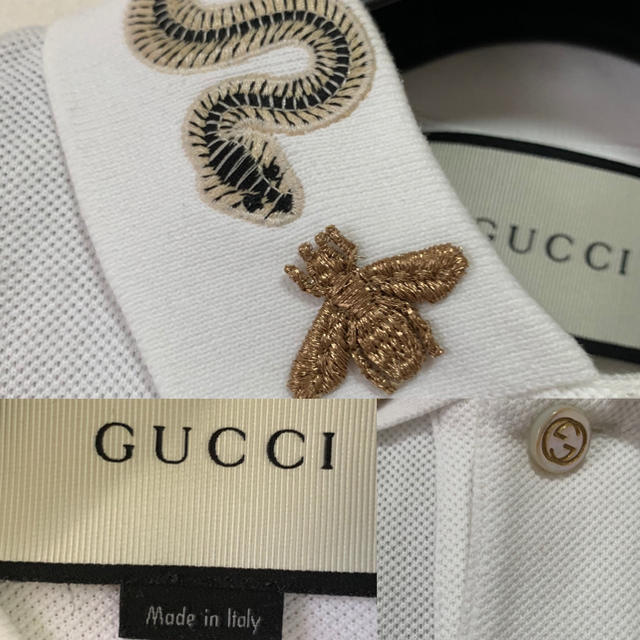 定価8万 美品 Gucci スネーク エンブロイダリー ポロシャツ Sサイズ