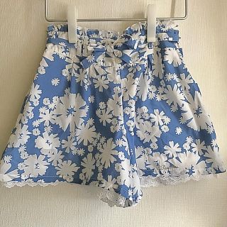 ポンポネット(pom ponette)の【美品】ポンポネット　爽やかでとても可愛いブルー半ズボン　Lサイズ(パンツ/スパッツ)