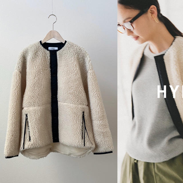 HYKE(ハイク)の美品2018AW HYKE ハイク フェイク ムートン ボア ジャケット 1 レディースのジャケット/アウター(ブルゾン)の商品写真