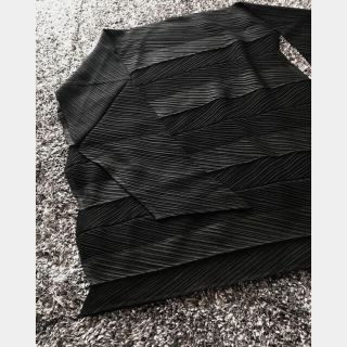 イッセイミヤケ(ISSEY MIYAKE)の美品　ISSEY MIYAKE  プリーツトップス　(カットソー(長袖/七分))