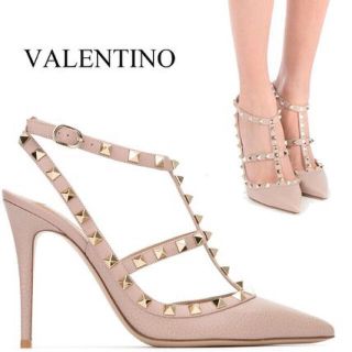 ヴァレンティノ(VALENTINO)のヴァレンティノ　ロックスタッズアンクルストラップパンプス　24cm (ハイヒール/パンプス)