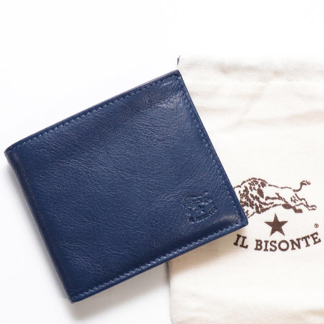 夏・お店屋さん 新品 イルビゾンテ 二つ折り 財布 ネイビー 折財布