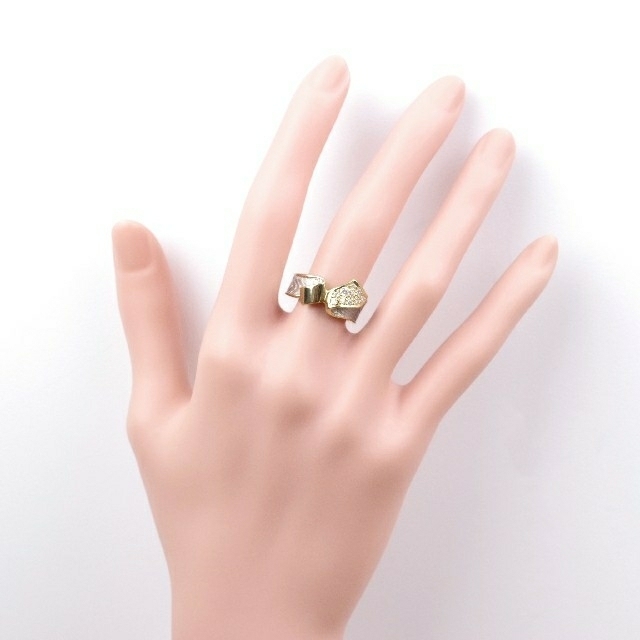 高品質ダイヤ リング 指輪 ファッション 精緻で優雅な細工美品 k18Y/WG  レディースのアクセサリー(リング(指輪))の商品写真