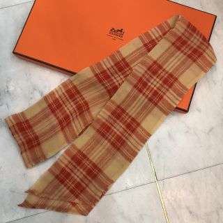 エルメス(Hermes)の☆美品☆HERMES ロングスカーフ　ストール　チェック　シルク(バンダナ/スカーフ)