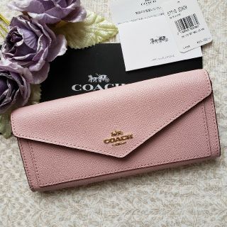 コーチ(COACH)のCOACH財布　クロスグレインエンベロープピンク(財布)