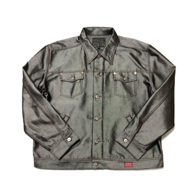 紺×赤 GUESS ゲス メタル 素材 デニム ジャケット - 通販 - www