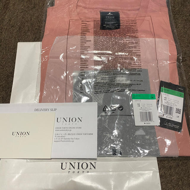 NIKE(ナイキ)の🎁　Union jordan Tシャツ　ピンクXL 🎁 メンズのトップス(Tシャツ/カットソー(半袖/袖なし))の商品写真
