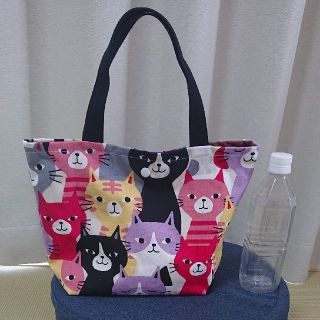 ミニトートバッグ ピンク 猫 ハンドメイド(バッグ)